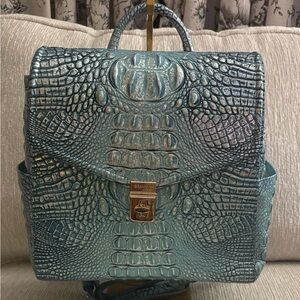 Brahmin Liz Backpack Arctic Blue Melbourne Croc Embossed Leather